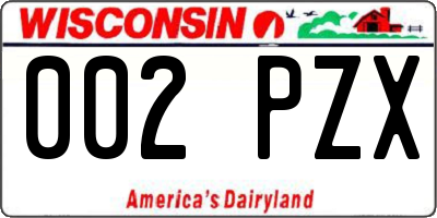 WI license plate 002PZX