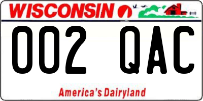 WI license plate 002QAC