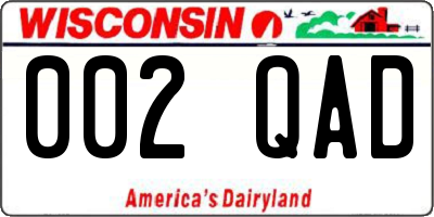 WI license plate 002QAD