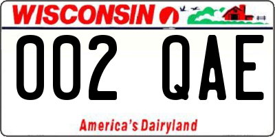 WI license plate 002QAE
