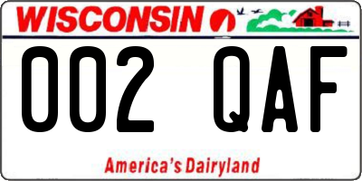 WI license plate 002QAF