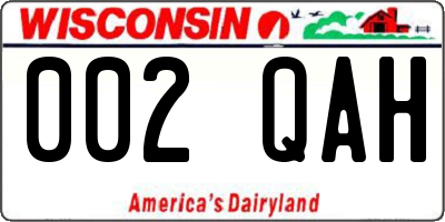 WI license plate 002QAH