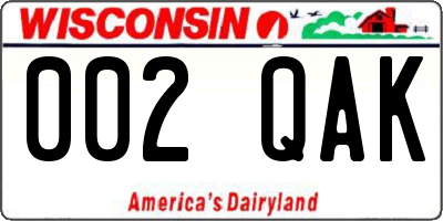 WI license plate 002QAK
