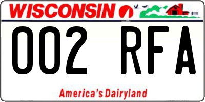 WI license plate 002RFA