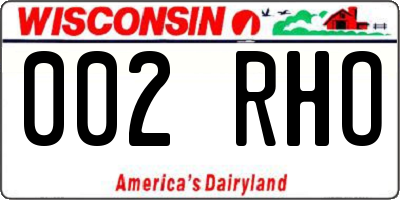 WI license plate 002RHO