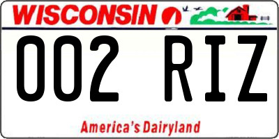 WI license plate 002RIZ