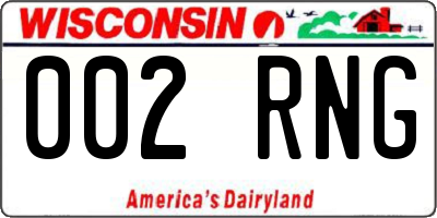 WI license plate 002RNG