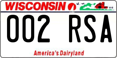 WI license plate 002RSA