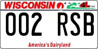 WI license plate 002RSB