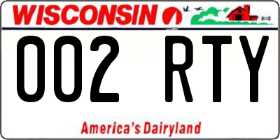 WI license plate 002RTY
