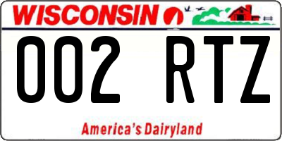 WI license plate 002RTZ