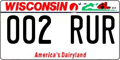 WI license plate 002RUR
