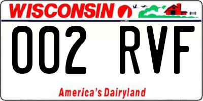 WI license plate 002RVF