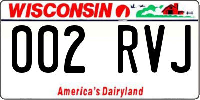 WI license plate 002RVJ