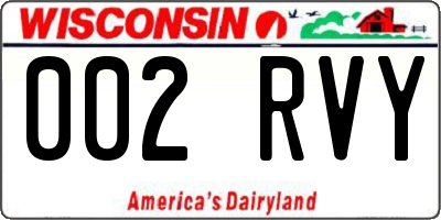 WI license plate 002RVY