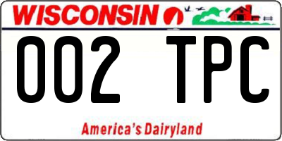 WI license plate 002TPC