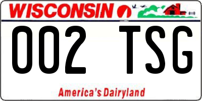 WI license plate 002TSG