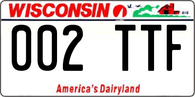 WI license plate 002TTF