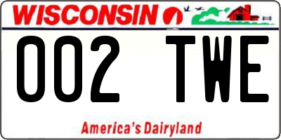WI license plate 002TWE
