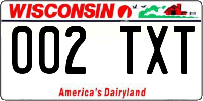 WI license plate 002TXT