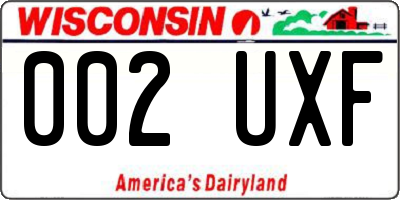 WI license plate 002UXF