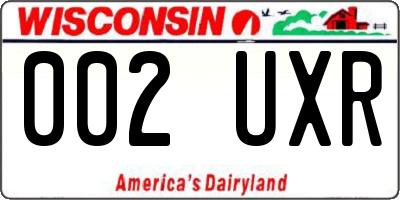 WI license plate 002UXR