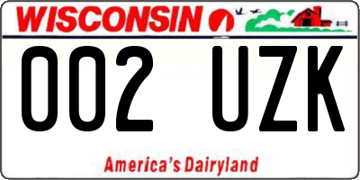 WI license plate 002UZK