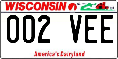 WI license plate 002VEE