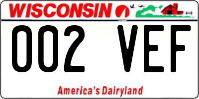 WI license plate 002VEF