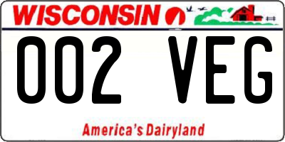 WI license plate 002VEG