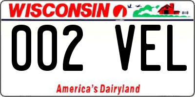 WI license plate 002VEL