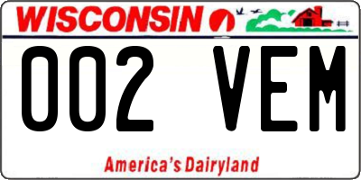 WI license plate 002VEM