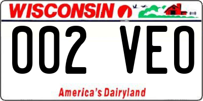 WI license plate 002VEO