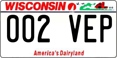 WI license plate 002VEP