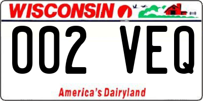 WI license plate 002VEQ