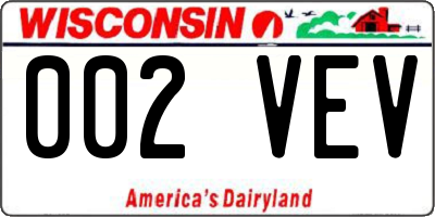 WI license plate 002VEV