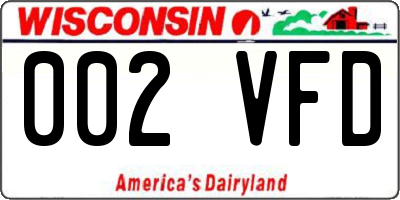 WI license plate 002VFD