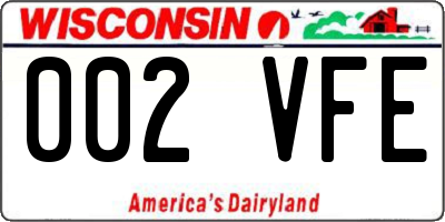 WI license plate 002VFE