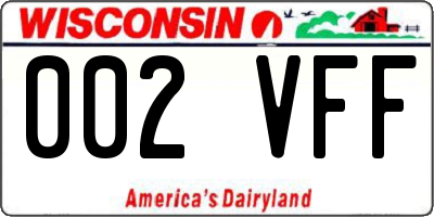 WI license plate 002VFF