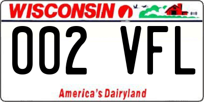 WI license plate 002VFL