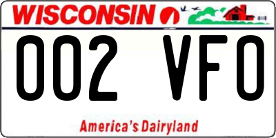 WI license plate 002VFO