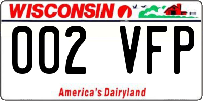 WI license plate 002VFP