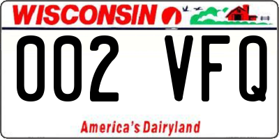 WI license plate 002VFQ