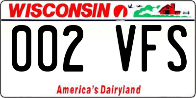 WI license plate 002VFS