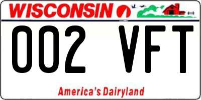 WI license plate 002VFT