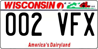 WI license plate 002VFX