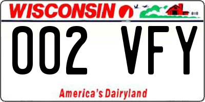 WI license plate 002VFY