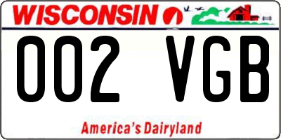 WI license plate 002VGB