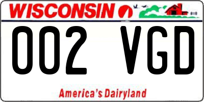 WI license plate 002VGD