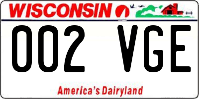 WI license plate 002VGE